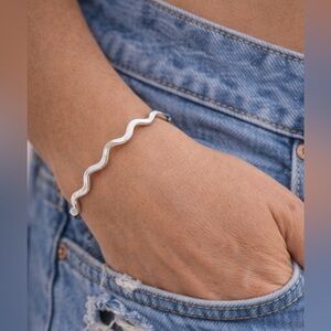 Taxco Wavy Silver Cuff Bracelet - Women Jewelry